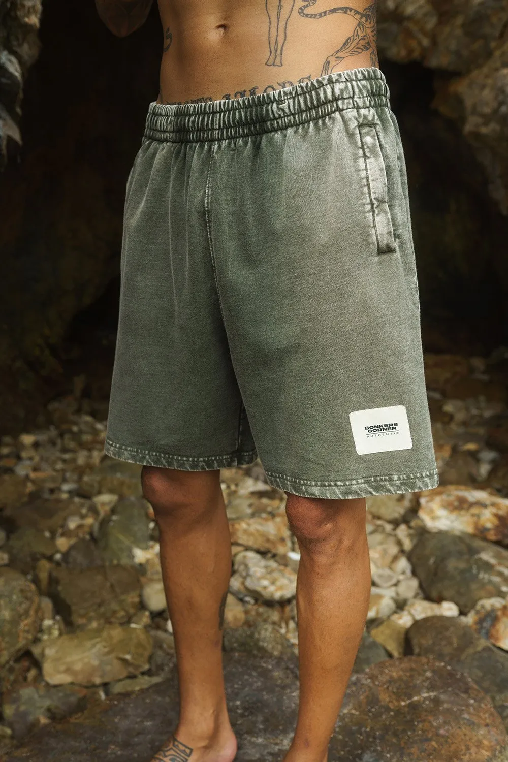 Olive Heavyweight Faded Shorts