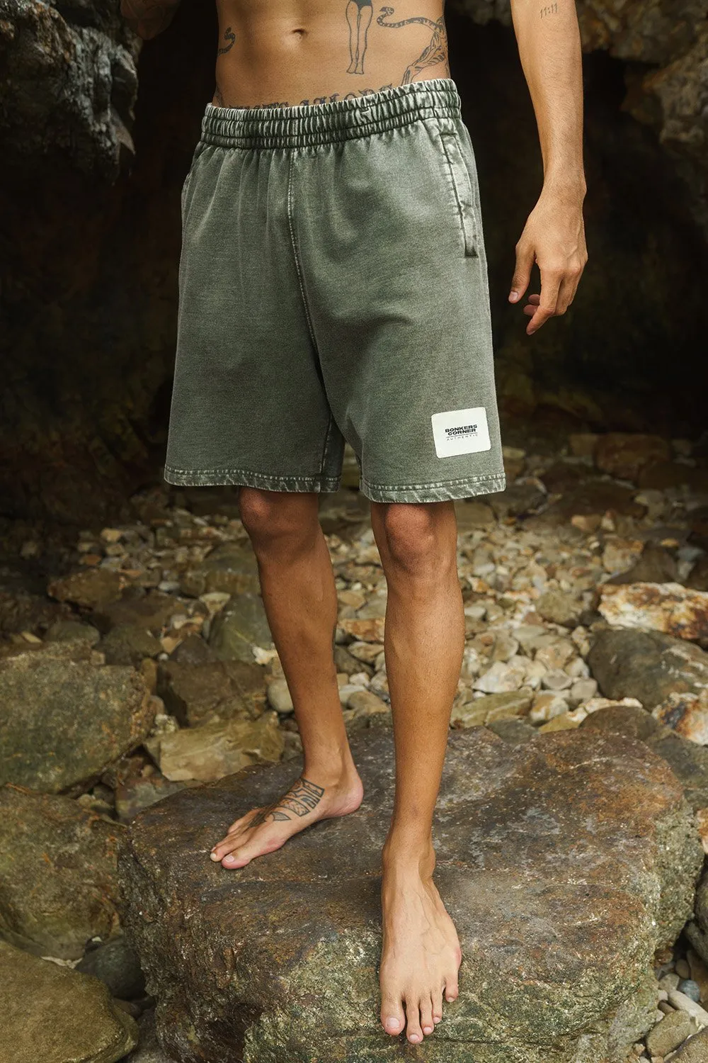 Olive Heavyweight Faded Shorts