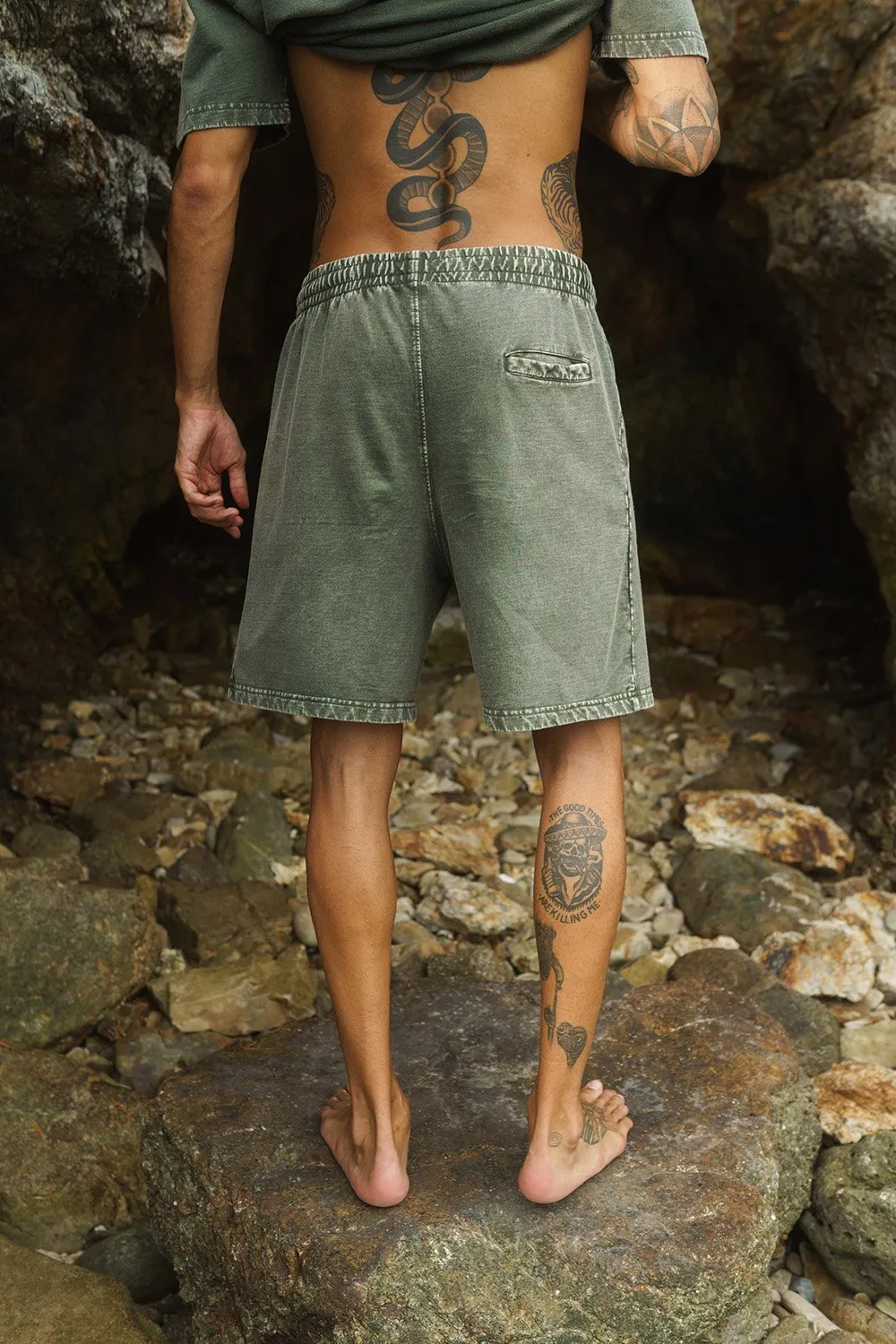 Olive Heavyweight Faded Shorts