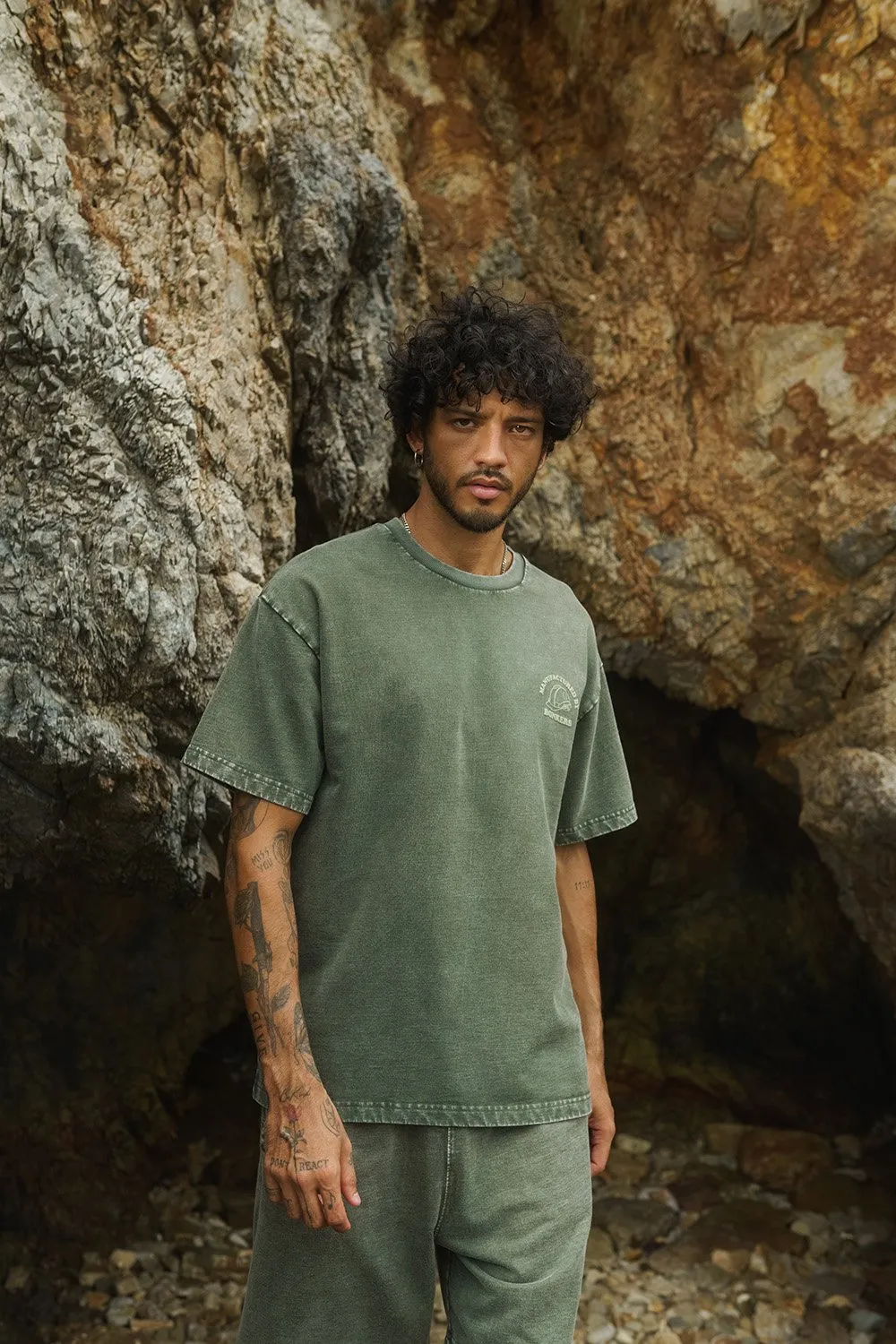 Olive Premium Heavyweight Faded Oversized T-shirt