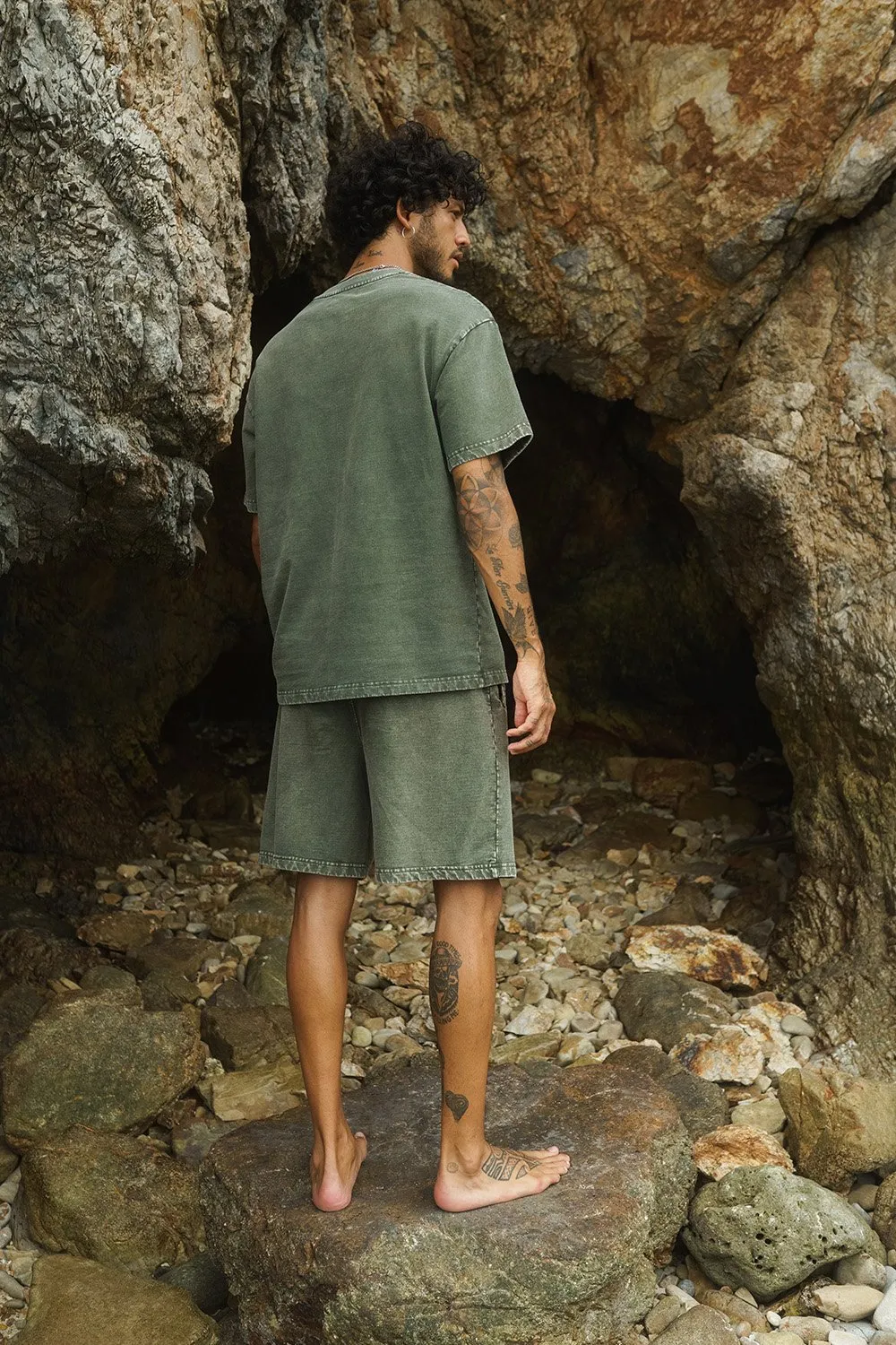 Olive Premium Heavyweight Faded Oversized T-shirt