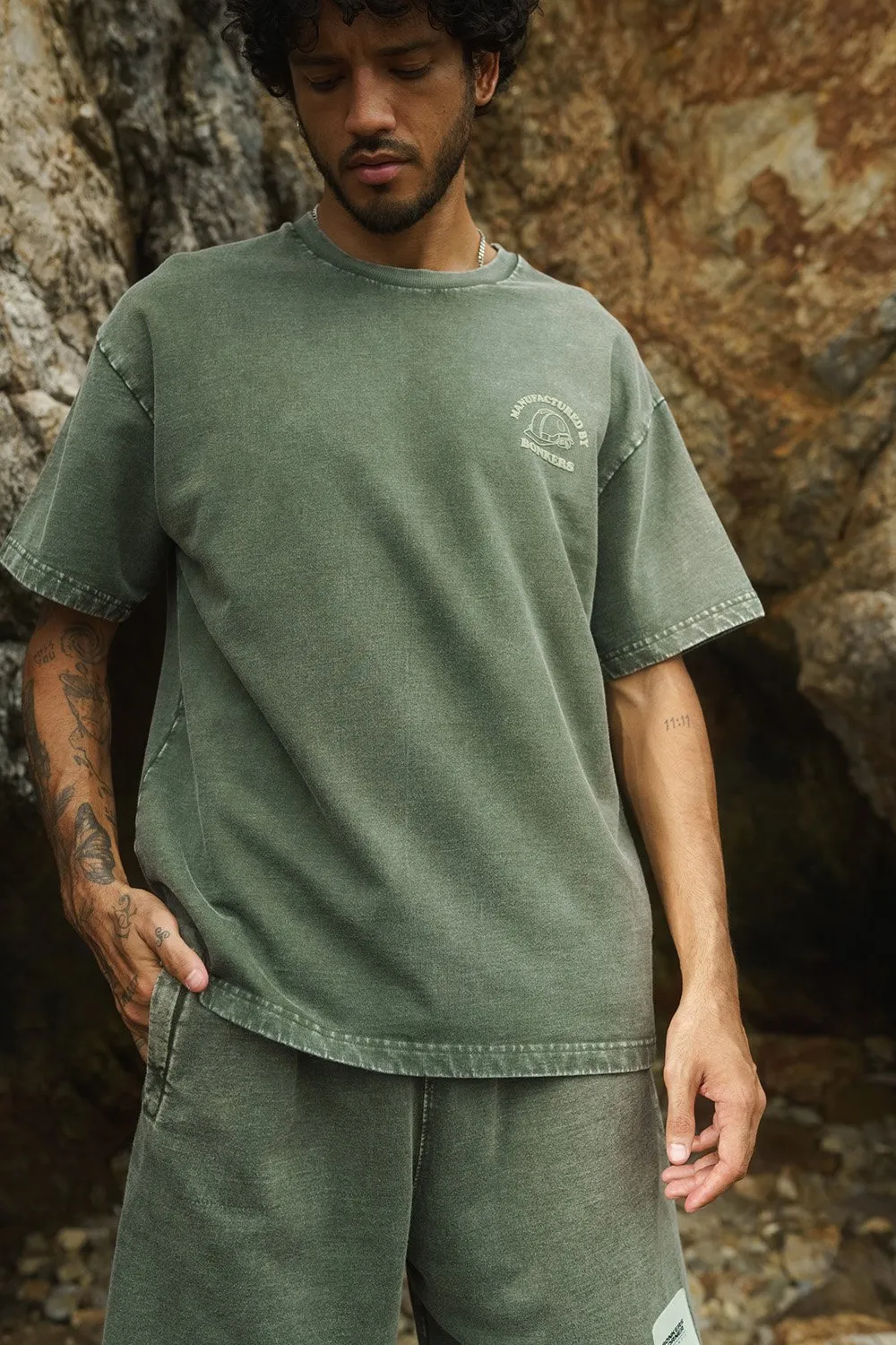 Olive Premium Heavyweight Faded Oversized T-shirt