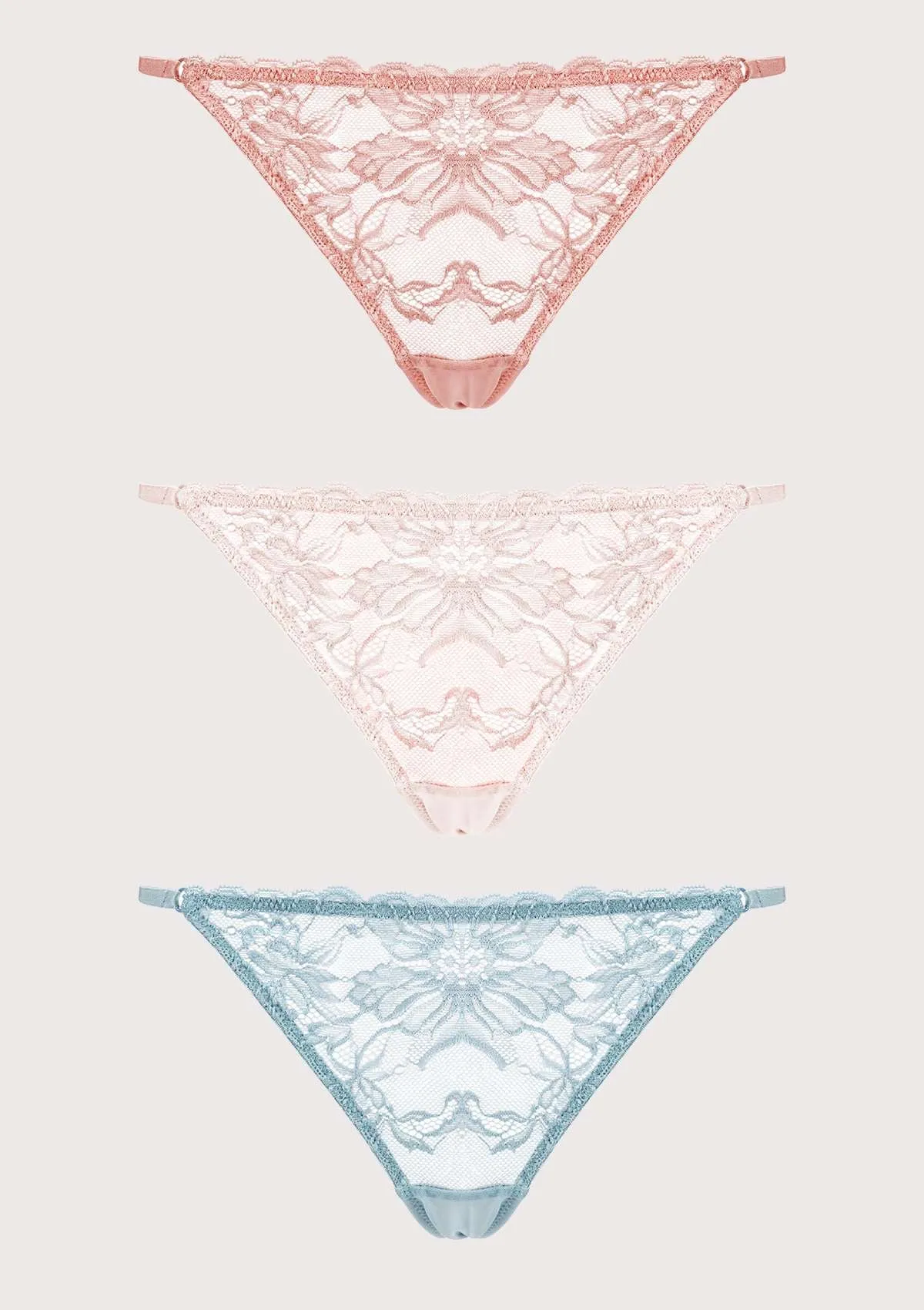 Pretty In Petals Breathable Sexy Lace String Thongs 3 Pack