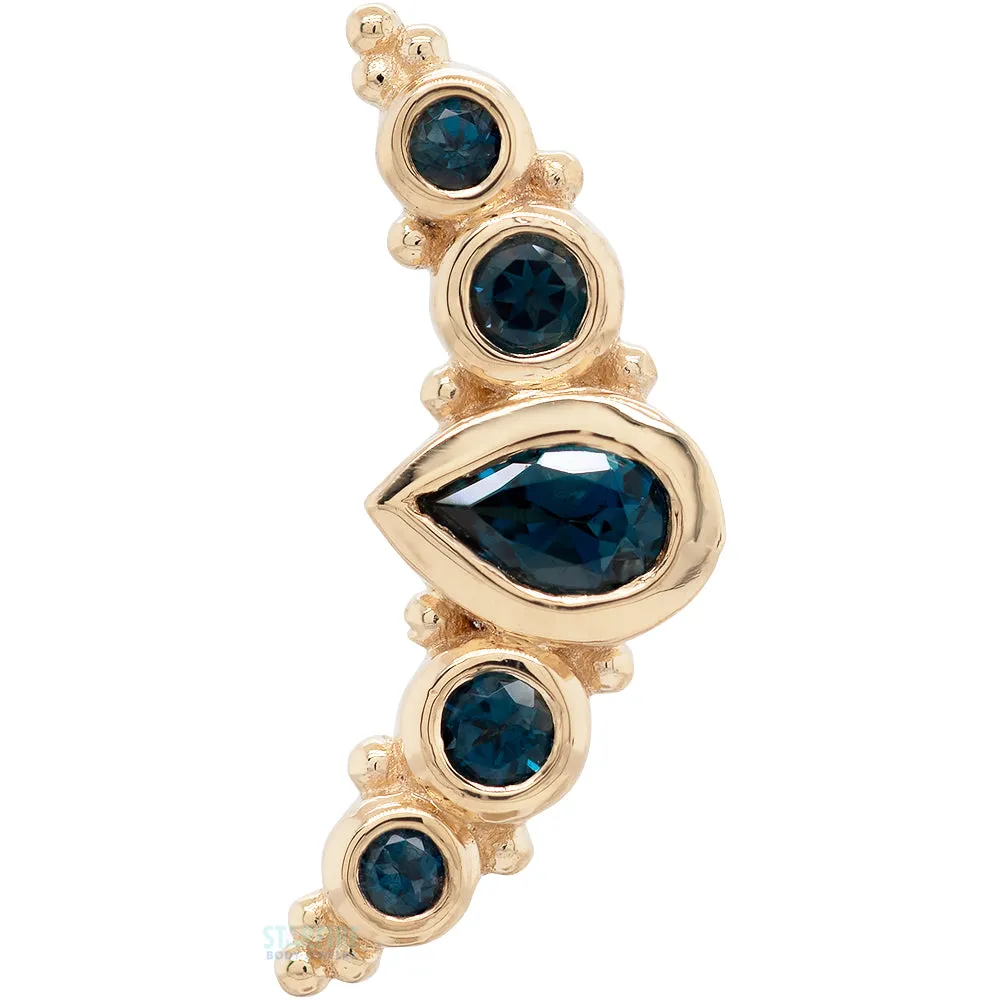 "Charlotte Panaraya" Threaded End in Gold with London Blue Topaz'