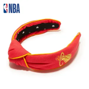 RED MIAMI HEAT EMBROIDERED KNOTTED HEADBAND