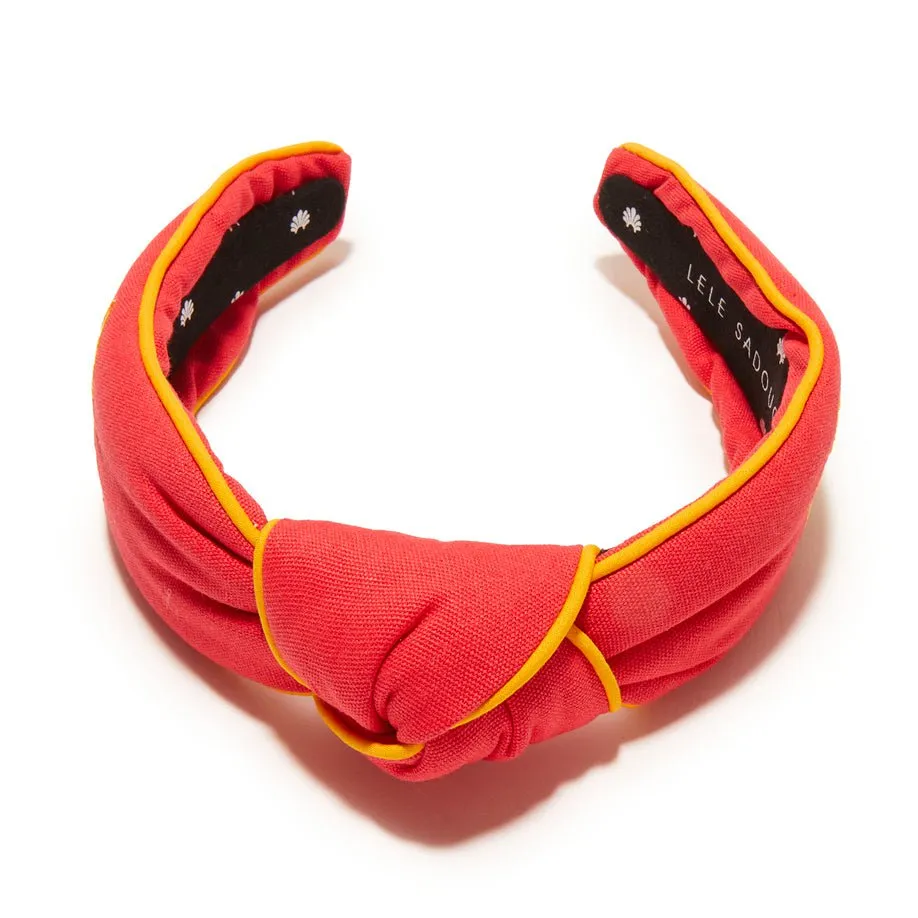 RED MIAMI HEAT EMBROIDERED KNOTTED HEADBAND