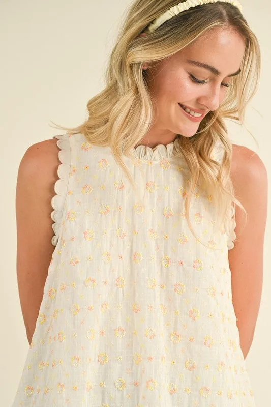 Scalloped Embroidered Top