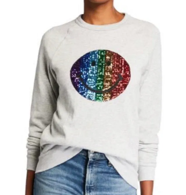 Smiley face sequins  organic unisex sweatshirt