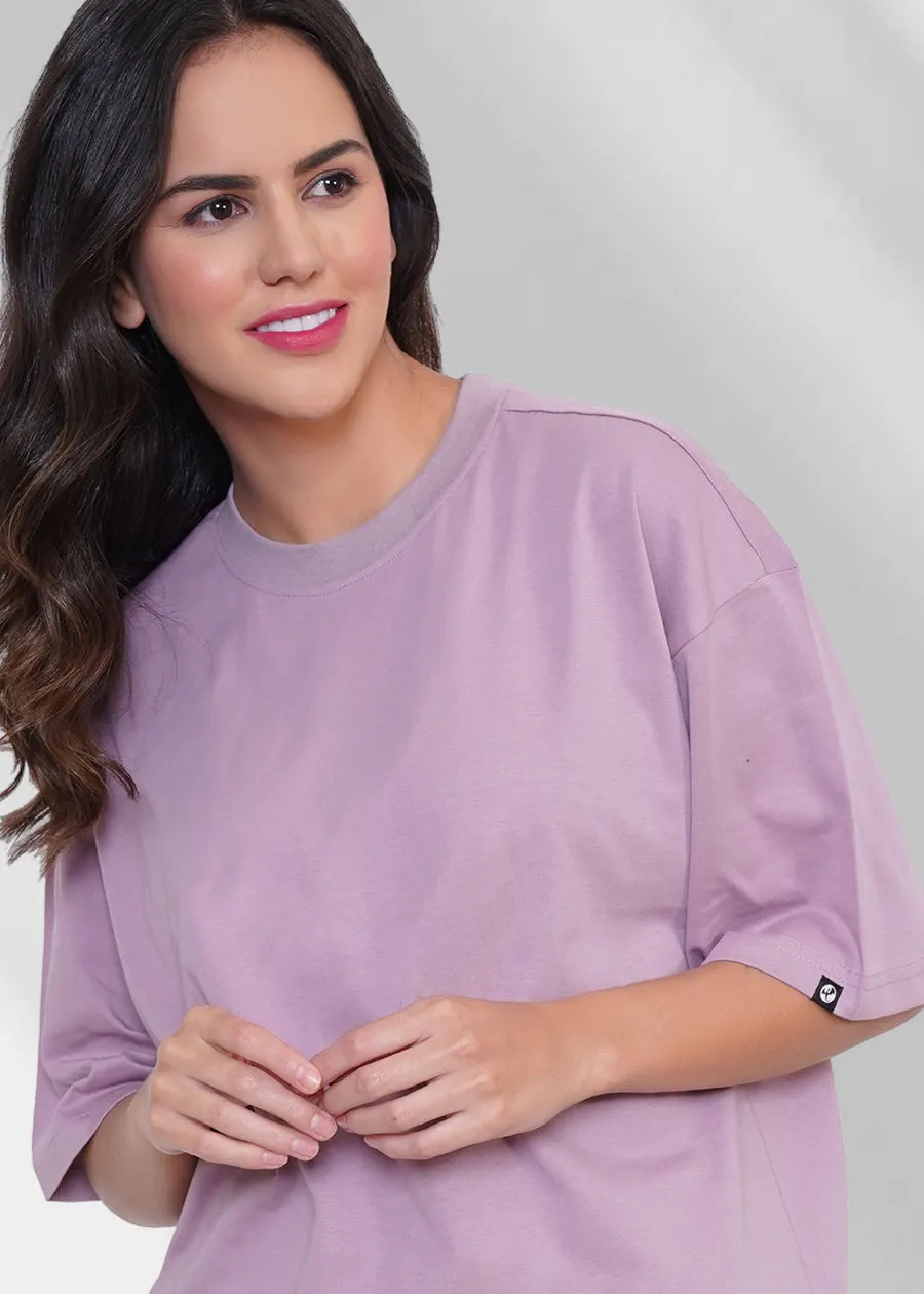 Solid Women Oversized T-Shirt - Lilac