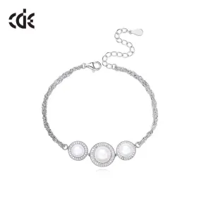 Sterling silver elegant 3 pearls bracelet