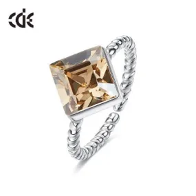 Sterling silver elegant cubicle citrine crystal ring