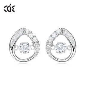 Sterling silver elegant dancing crystal earring