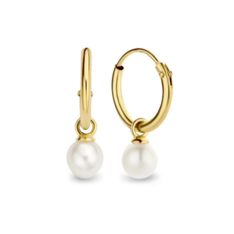 Sterling Silver Elegant Round Pearl Earrings