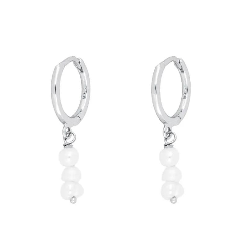 Sterling Silver Elegant Round Pearl Earrings