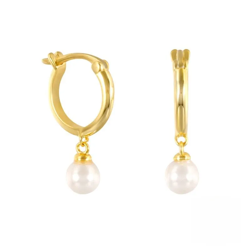 Sterling Silver Elegant Round Pearl Earrings