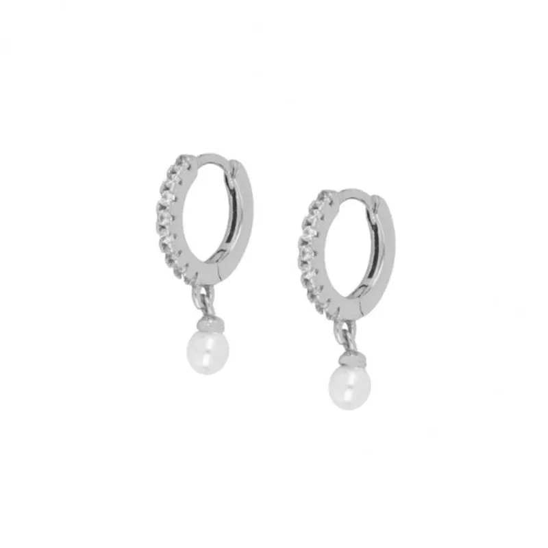 Sterling Silver Elegant Round Pearl Earrings