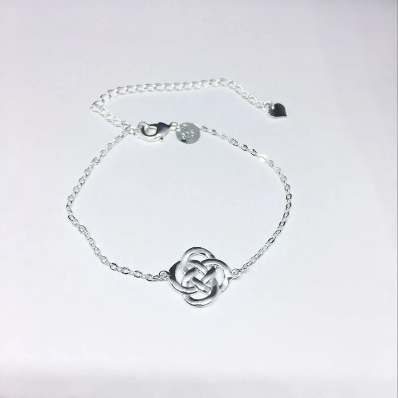 Sterling Silver Knot Anklet For Women