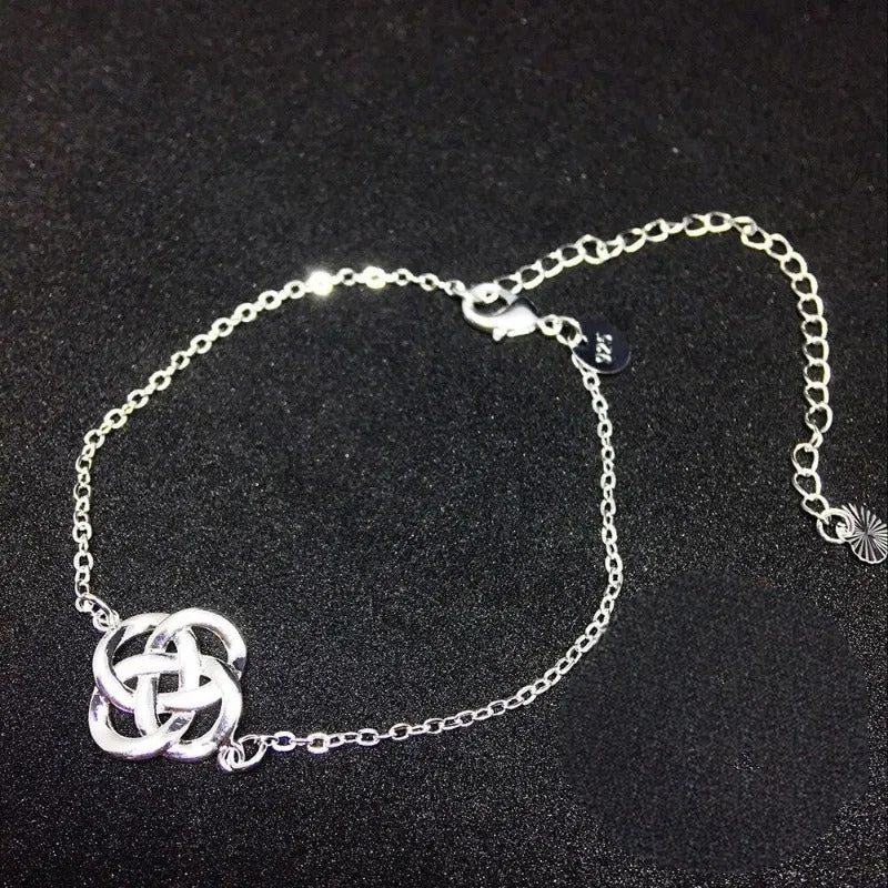 Sterling Silver Knot Anklet For Women