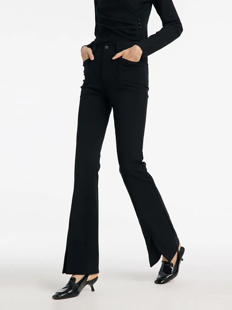 Stretchy High-Waisted Slit Women Pants