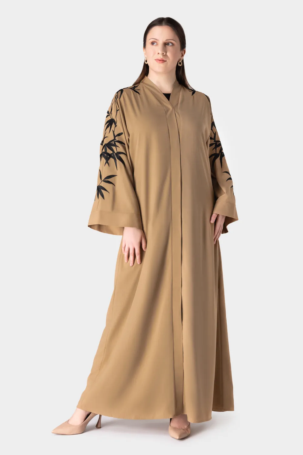 Tan Embroidered Abaya