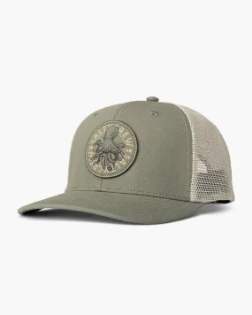 Tentacles Faded Olive Retro Trucker