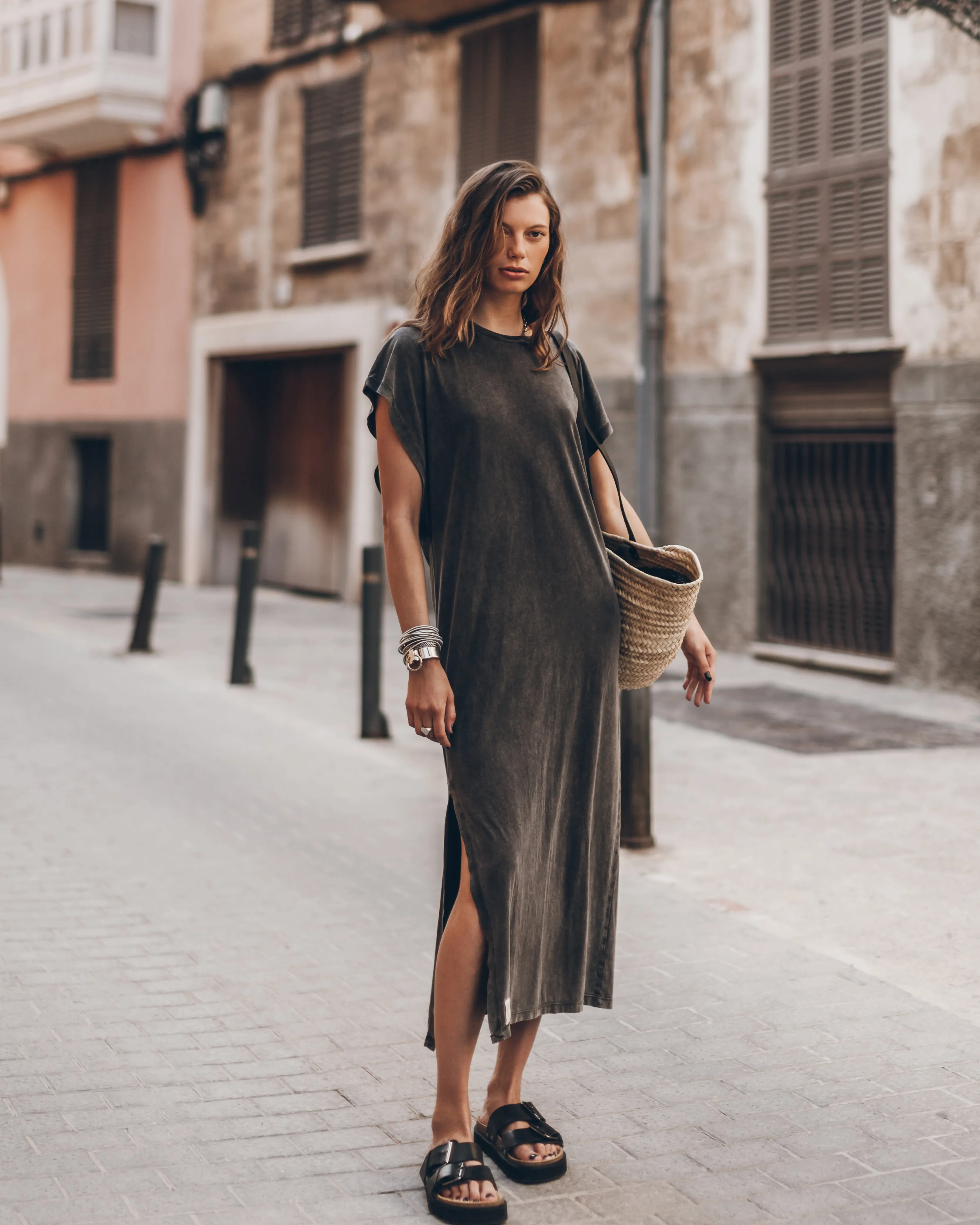 The Dark Faded Long Batwing Dress