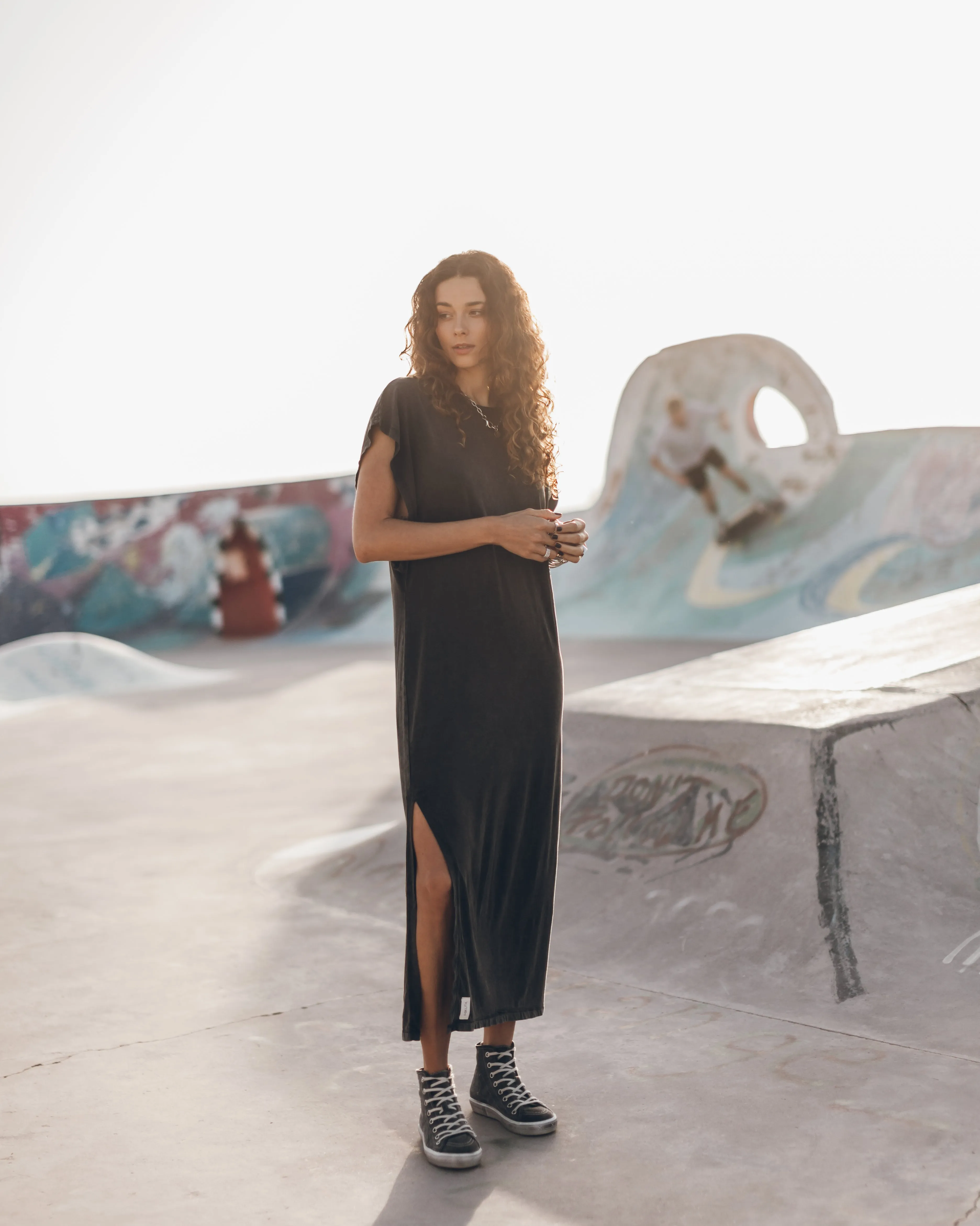 The Dark Faded Long Batwing Dress