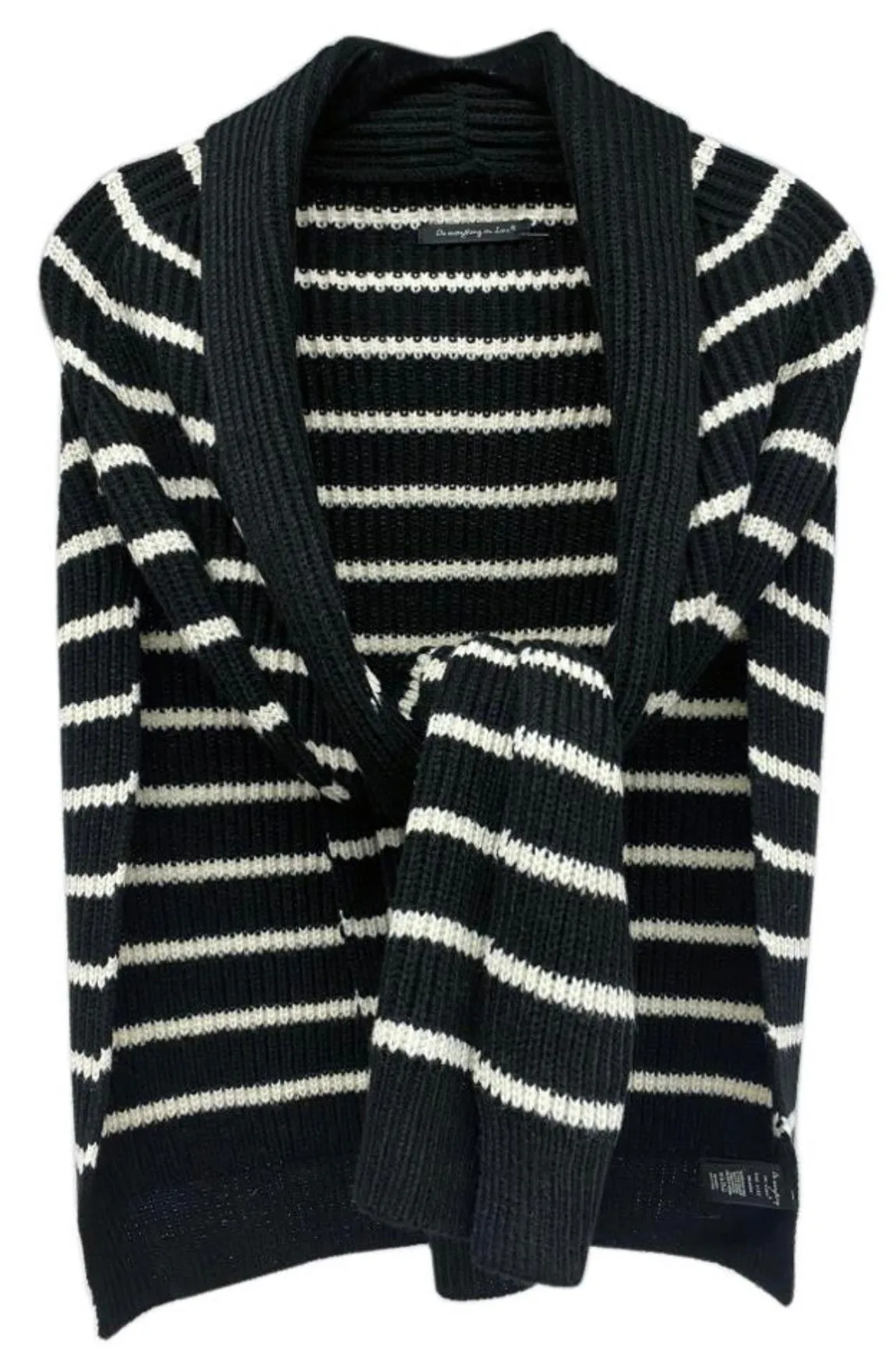 Tie on sweater available in ivory stripe or black stripe