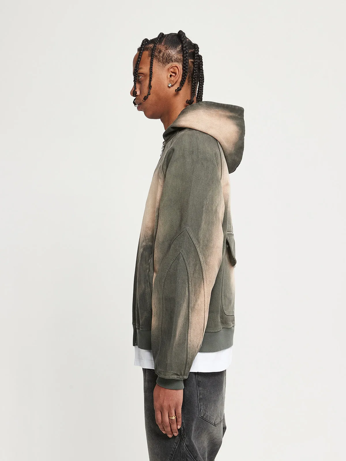 TWILL ZIP-JACKET - FADED KHAKI