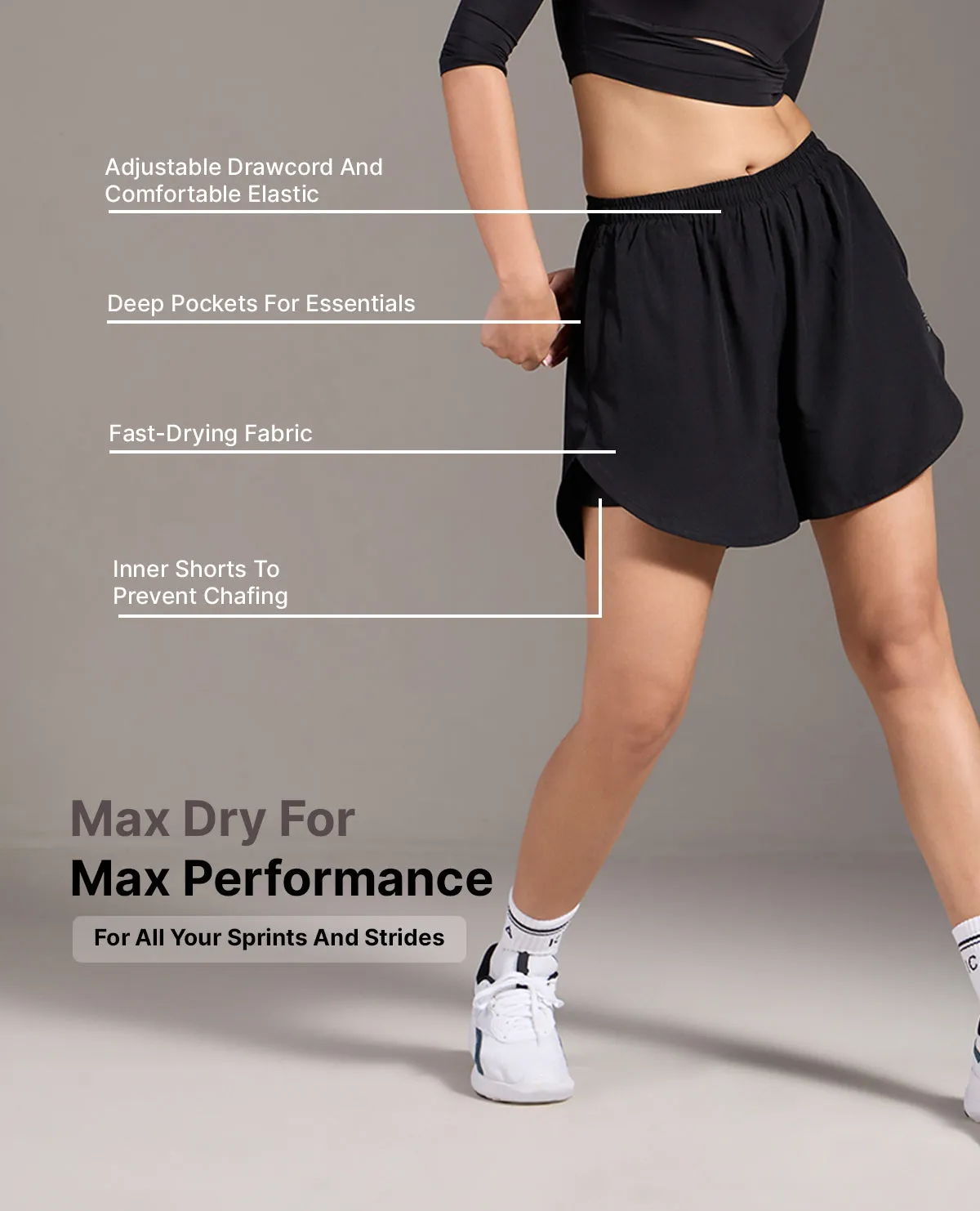 Women Running Stride Sports Shorts