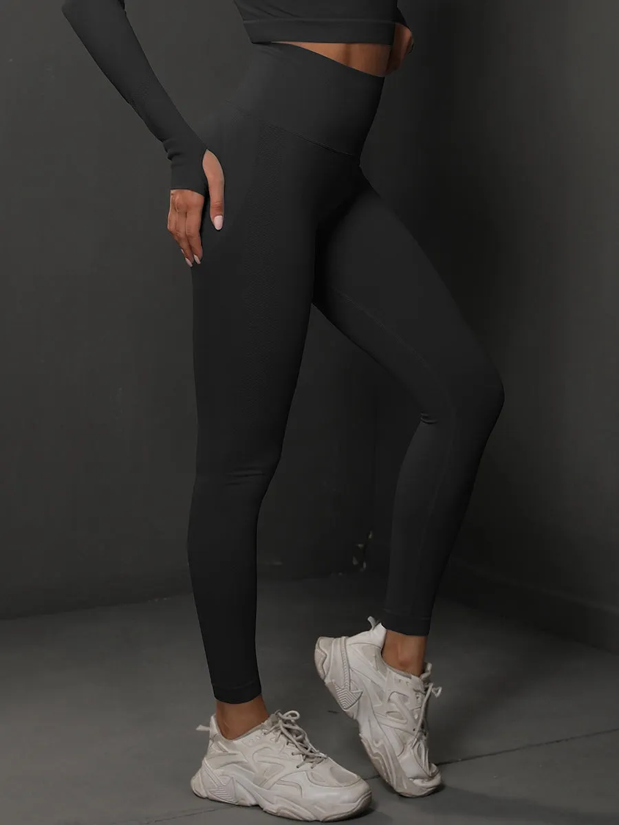 ZASUWA Female Breathable Seamless Thumbholes Crop Top Tracksuits