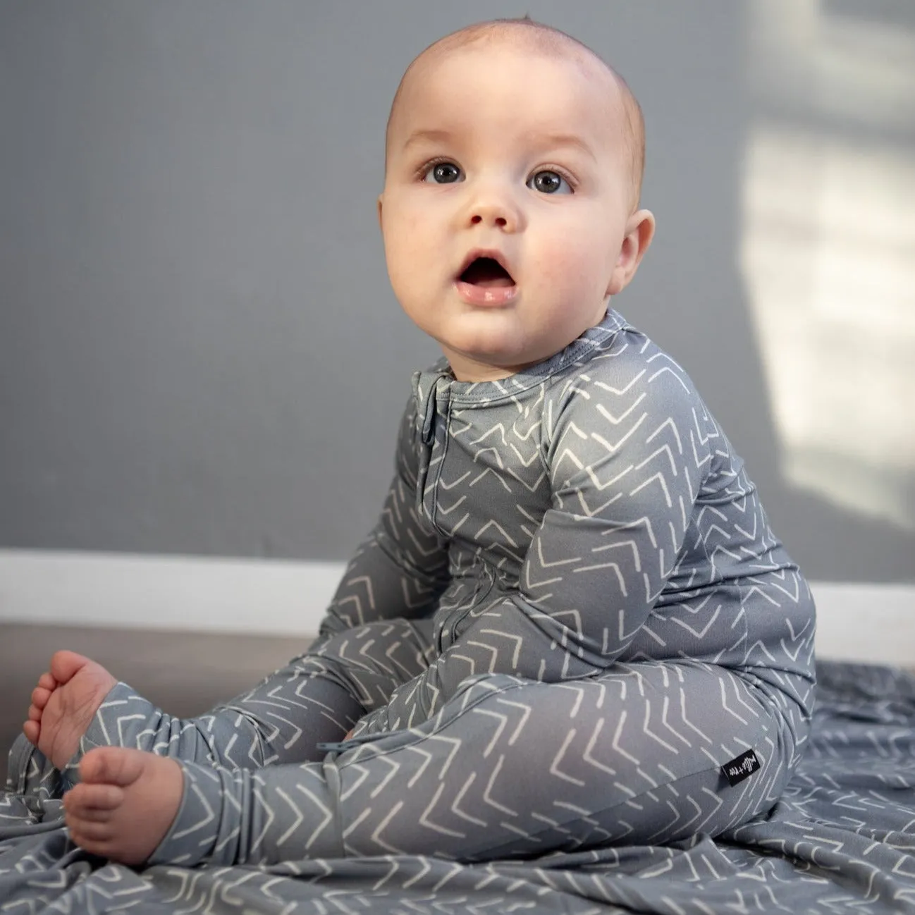 ZIP ROMPER - Blue Mud Cloth